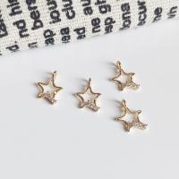 cobre pingente, Estrela, cromado de cor dourada, DIY & micro pavimento em zircônia cúbica, 11.50x8mm, Aprox 5PCs/Lot, vendido por Lot