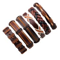 PU koord Armband, 6 stuks & verstelbaar & voor de mens, bruin, Lengte Ca 7.5 inch, Verkocht door Stel