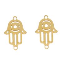 Edelstahl Schmuckverbinder, Hamsa, plattiert, 1/1-Schleife, keine, 24x15x1mm, Bohrung:ca. 1mm, 10PCs/Tasche, verkauft von Tasche