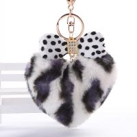 Key Chain, Zinc Alloy, med Plush, Heart, Unisex & med rhinestone, flere farver til valg, Solgt af PC