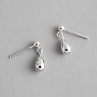 925 Sterling Silver Drop & Cluasa Dangle, airgid sterling iar earring, Teardrop, platanam plátáilte, stíl Cóiréis & do bhean, 9.30x4mm, 3Péirí/Lot, Díolta De réir Lot