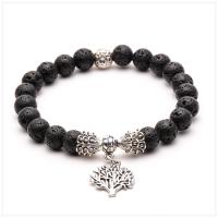 Gemstone Bracciali, pietra preziosa, with lega in zinco, Albero, placcato argento antico, gioielli di moda & materiali diversi per la scelta & unisex, 8mm, Lunghezza Appross. 7.5 pollice, 2Strandstrefolo/lotto, Venduto da lotto