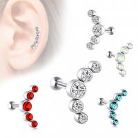 Nerūdijantis plienas Piercing auskarai, su Kubinių Zirconia, unisex, daugiau spalvų pasirinkimas, 1.2x6/3, Pardavė PC