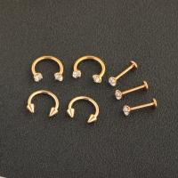 Stainless Steel Nose Piercing Nakit, Nehrđajući čelik, bez spolne razlike, 1.2x8x3 1x8x3mm, 7Parovi/Set, Prodano By Set