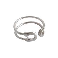 925 de prata esterlina Cuff Ring Finger, platinado, joias de moda & para mulher, 16.10mm, 3PCs/Lot, vendido por Lot