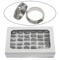 Bague en acier inoxydable, avec boîte de papier, taille de l'anneau mixte & unisexe, couleur originale, 8mm, Taille:7-12, 36PC/boîte, Vendu par boîte