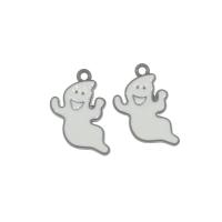 Pingentes de esmalte de liga de zinco, fantasma, arma preta banhada, branco, níquel, chumbo e cádmio livre, 23x18x1mm, Buraco:Aprox 2mm, 200PCs/Bag, vendido por Bag