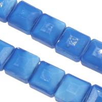 Mode Glasperlen, Glas, Quadrat, Modeschmuck & DIY & facettierte, blau, 13x13x8mm, Bohrung:ca. 1mm, 50PCs/Strang, verkauft von Strang