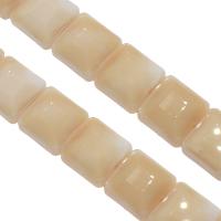 Abalorios de Cristal, Vidrio, Cuadrado, Joyería & Bricolaje & facetas, beige, 13x13x8mm, agujero:aproximado 1mm, 50PCs/Sarta, Vendido por Sarta