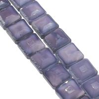 Mode Glasperlen, Glas, Quadrat, Modeschmuck & DIY & facettierte, violett, 13x13x8mm, Bohrung:ca. 1mm, 50PCs/Strang, verkauft von Strang