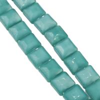 Perles en verre de mode, cadre, bijoux de mode & DIY & facettes, vert malachite, 13x13x8mm, Trou:Environ 1mm, 50PC/brin, Vendu par brin