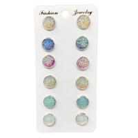 aleación de zinc Stud aretes, Pendiente de stud, aleación de cinc aguja de pendiente, chapado, para mujer & glaseado, color mixto, libre de níquel, plomo & cadmio, 12mm, 10Setsset/Grupo, Vendido por Grupo