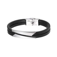 PU Cord Armbånd, Stainless Steel, med PU, mode smykker & Unisex & forskellig størrelse for valg, flere farver til valg, 18.5cm    20.5cm   22cm, Solgt af PC