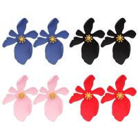 Pendientes de Perno de Aleación de Zinc, Flor, Joyería & para mujer, más colores para la opción, libre de níquel, plomo & cadmio, 5cmx4cm, Vendido por Par