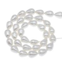 South Sea Shell perler, Teardrop, du kan DIY, hvid, 13*18mm, Hole:Ca. 1mm, Ca. 21pc'er/Strand, Solgt Per Ca. 14.9 inch Strand