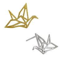 Brinco de prata esterlina jóias, 925 de prata esterlina, Prata genuína Postar, Mil grous de Origami, banhado, joias de moda & para mulher & vazio, 14x11.50mm, 3Pairs/Lot, vendido por Lot