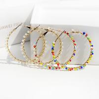 Zinc Alloy Hoop Earring, med Seedbead, mode smykker & for kvinde, flere farver til valg, 5.8cm, Solgt af par