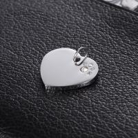 Acier inoxydable Coeur Pendentifs, avec strass, couleur originale, 20mm, 50PC/lot, Vendu par lot