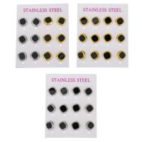 Roestvrij staal Stud Earrings, met Hars, plated, mode sieraden & voor vrouw, meer kleuren voor de keuze, 11x11mm, 6paren/Lot, Verkocht door Lot