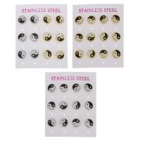 Roestvrij staal Stud Earrings, met Hars, plated, mode sieraden & voor vrouw, meer kleuren voor de keuze, 10mm, 6paren/Lot, Verkocht door Lot