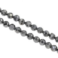 Terahertz Stone Perla, Krug, možete DIY & različite veličine za izbor & faceted, srebro, Rupa:Približno 1mm, Prodano Per Približno 14.9 inčni Strand