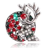 Zinc Alloy Broche, med Krystal, forgyldt, Juledesign & Unisex & med rhinestone, flere farver til valg, nikkel, bly & cadmium fri, 35x39mm, Solgt af PC