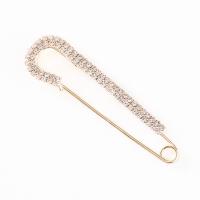 Zinc Alloy Brocher, Kilt Pin, forgyldt, for kvinde & med rhinestone, flere farver til valg, nikkel, bly & cadmium fri, 20x77mm, Solgt af PC