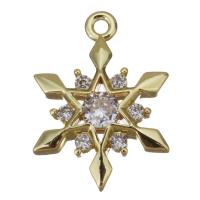 Μενταγιόν Cubic Zirconia (CZ) Brass, Ορείχαλκος, χρώμα επίχρυσο, κοσμήματα μόδας & με ζιργκόν, νικέλιο, μόλυβδο και κάδμιο ελεύθεροι, 12x16.5x2.5mm, Τρύπα:Περίπου 1.5mm, 100PCs/Παρτίδα, Sold Με Παρτίδα