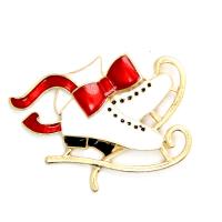 Zinc Alloy Broche, Sko, guldfarve belagt, Juledesign & Unisex & emalje, nikkel, bly & cadmium fri, 60x40mm, Solgt af PC