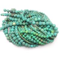 Sinkiang Turquoise Bead, Runde, poleret, du kan DIY & forskellig størrelse for valg & frosted, grøn, Solgt Per Ca. 15 inch Strand