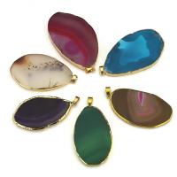 Achat Schmuck Anhänger, goldfarben plattiert, keine, 29-45x58-82x5-6mm, Bohrung:ca. 5x4.5mm, 10PCs/Menge, verkauft von Menge