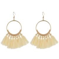 Zinc Alloy Tassel Earring, met Katoen draad, gold plated, mode sieraden & voor vrouw, meer kleuren voor de keuze, nikkel, lood en cadmium vrij, 85x92mm, Verkocht door pair