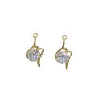 Cubic Zirkonia (CZ) Messing Anhänger, goldfarben plattiert, mit kubischem Zirkonia, frei von Nickel, Blei & Kadmium, 10x22x4.50mm, Bohrung:ca. 1mm, 100PCs/Tasche, verkauft von Tasche