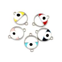 Zinc Alloy Connector platinum color plated evil eye pattern & enamel & 1/1 loop nickel lead & cadmium free Approx 1.9mm Sold By Bag