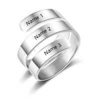 Nerūdijantis plienas Cuff Finger Ring, padengtą, Bižuterijos & moters, sidabras, 17mm, Pardavė PC