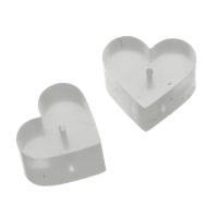 silicone composant d'écrou d'oreille, coeur, durable & DIY, transparent, 6x5.5x3.5mm, Trou:Environ 0.5mm, 1000PC/lot, Vendu par lot