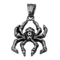 Rustfrit stål Animal Pendler, Stainless Steel, Spider, mode smykker & sværte, 22.5x31.5x4mm, Hole:Ca. 5.5x8mm, Solgt af PC