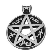 Pendants Jewelry Cruach dhosmálta, pentagram, jewelry faisin & blacken, 37.5x48.5x7mm, Poll:Thart 3.5x6.5mm, Díolta De réir PC