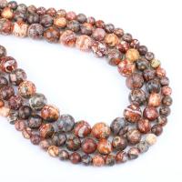 Huid van de luipaard Stone Kraal, Ronde, verschillende grootte voor keus, rood, Gat:Ca 1mm, Per verkocht Ca 14.9 inch Strand