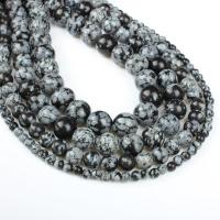 Natural Snowflake Obsidian Beads Round white and black Approx 1mm Sold Per Approx 14.9 Inch Strand