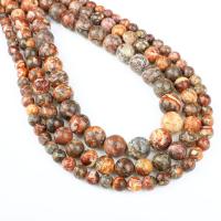 Huid van de luipaard Stone, Ronde, verschillende grootte voor keus, rood, Gat:Ca 1mm, Per verkocht Ca 14.9 inch Strand