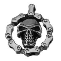 Acciaio inossidabile Skull Ciondoli, acciaio inox, Teschio, gioielli di moda & Annerire, 41.5x51x10mm, Foro:Appross. 5.5x6mm, Venduto da PC