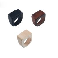 Bijoux bague, bois, Vintage & unisexe, plus de couleurs à choisir, 17mm, Taille:6.5, 5PC/lot, Vendu par lot