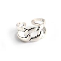 Sterling Silver smycken finger ring, 925 sterling silver, polerad, Justerbar & Unisex & ihålig, silver, 7.5mm, Säljs av PC