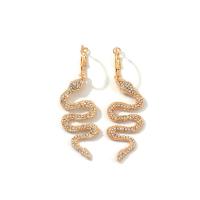 Lo zinco in lega Stud Earring, lega in zinco, Serpente, placcato color oro, staccabile & per la donna & con strass, assenza di nichel,piombo&cadmio, 23*80mm, 3Pairspaio/borsa, Venduto da borsa