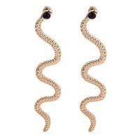 Øremærkning af zinklegeret stud, Zinc Alloy, Snake, forgyldt, for kvinde & med rhinestone, flere farver til valg, nikkel, bly & cadmium fri, 23*80mm, 3par/Bag, Solgt af Bag