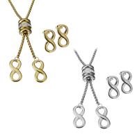 Roestvrij staal sieraden sets, Stud Oorbel & halsketting, met strass klei pave, plated, box ketting & voor vrouw, meer kleuren voor de keuze, 10.5x20.5mm,12.5x14mm,2.5mm,10.5x20.5mm, Lengte Ca 28 inch, 5sets/Lot, Verkocht door Lot