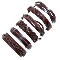 Kunstleer Armband-Set, met Hennep & Wax, 6 stuks & mode sieraden & voor de mens, 60mm, Verkocht door Stel