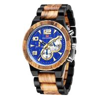 Men Wrist Watch Sandalwood with Zebrawood & Glass & Stainless Steel & Zinc Alloy Chinese watch movement Life water resistant & for man & luminated Approx 9 Inch  Sold By PC