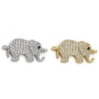 Messing Connector, Elephant, forgyldt, du kan DIY & Micro Pave cubic zirconia, flere farver til valg, 21x10mm, 10pc'er/Lot, Solgt af Lot